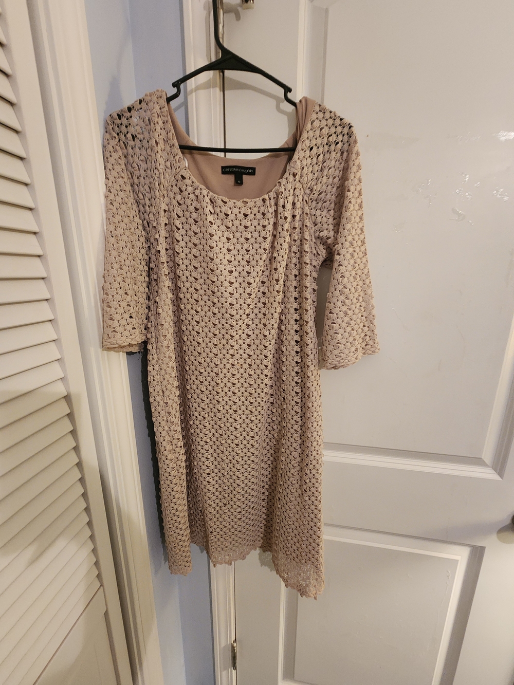 Women's Beige Crochet Midi Dress